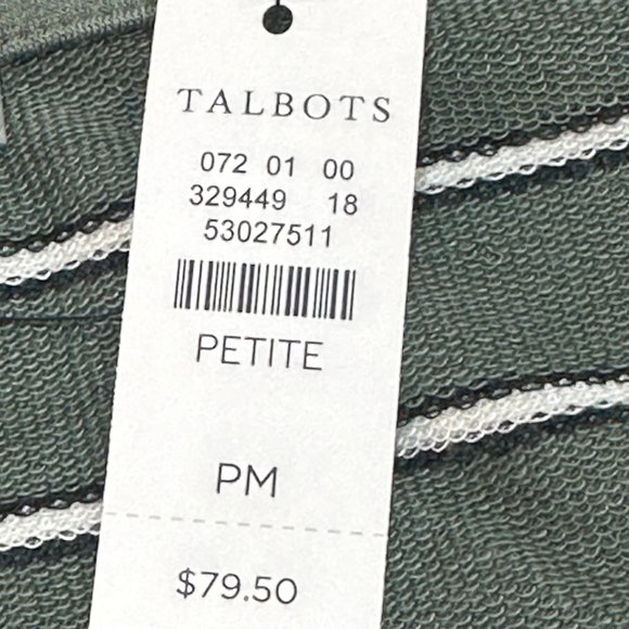 T By Talbots T Shirt Jersey Green Striped Dress Size Medium Petite NEW With Tags - Picture 8 of 10